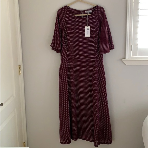 NWT Emily and Fin Susanna Polka Dot Midi Dress - Picture 2 of 10